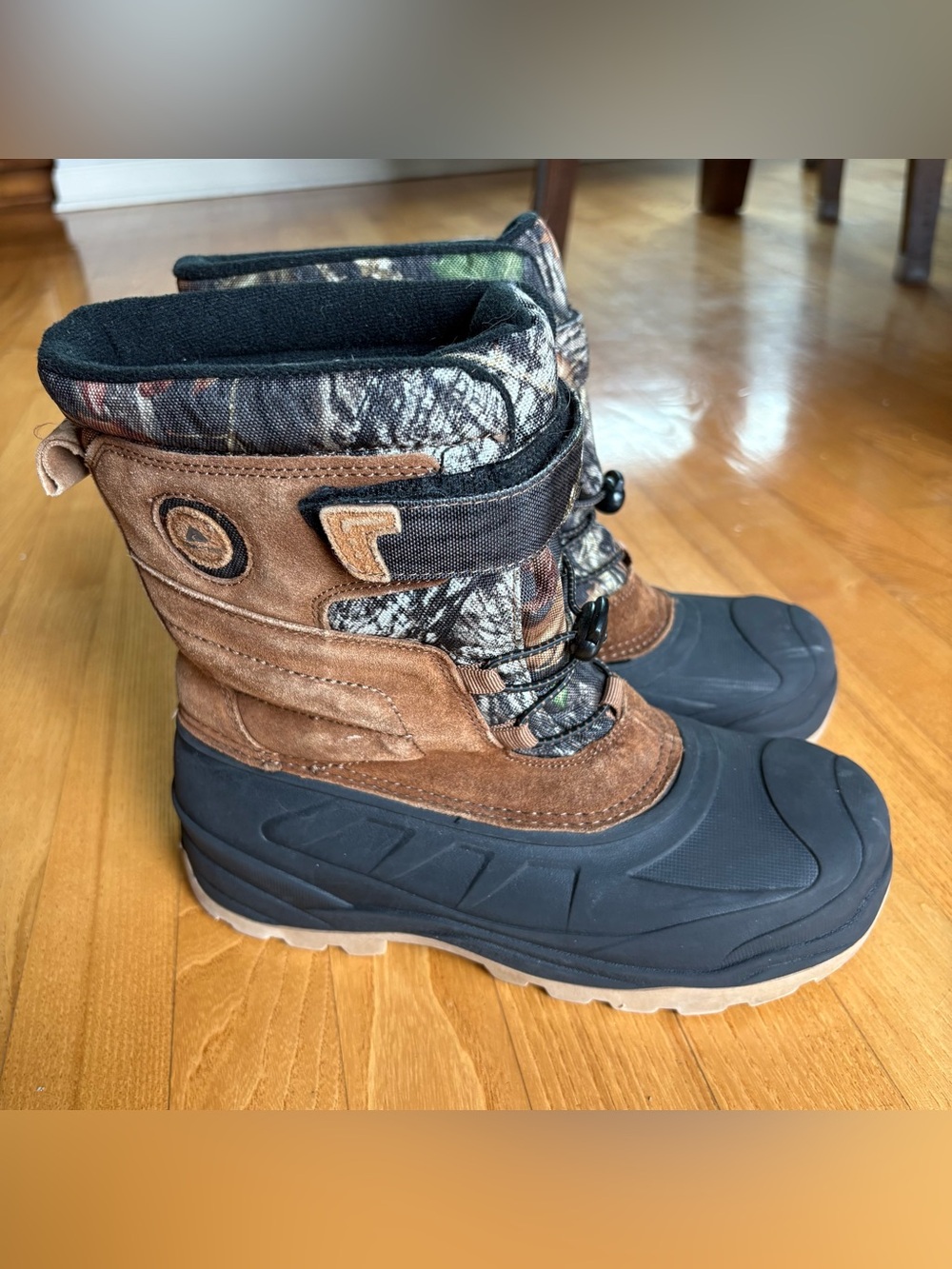 Ozark Trail Suede Snow Boots Camo Winter -5 Degrees Insulated Youth Boys Size 5